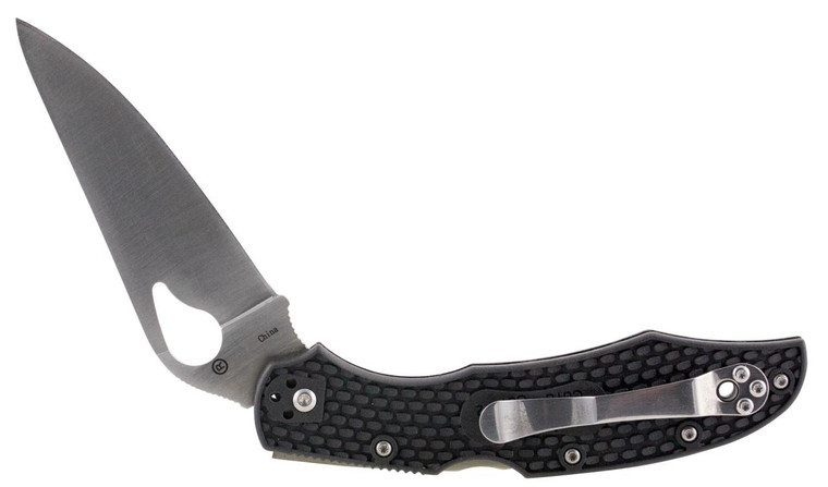 Spyderco BY03PBK2 Byrd Cara Cara 2 Lightweight 3.75" Folding Drop Point Plain 8Cr13MoV SS Blade Black  Textured FRN Handle Includes Pocket Clip - 716104401574