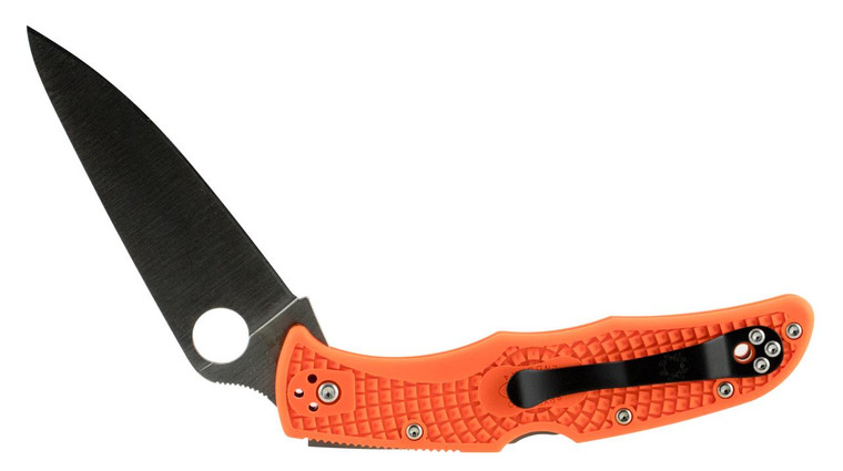 Spyderco C10FPOR Endura 4 Lightweight 3.75" Folding Clip Point Plain VG-10 SS Blade Orange Bi-Directional Texturing FRN Handle Includes Pocket Clip - 716104002993