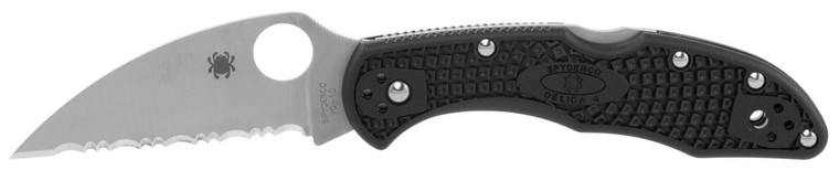 Spyderco C11FSWCBK Delica 4 Lightweight 2.87" Folding Wharncliffe Serrated VG-10 SS Blade Black FRN Handle Includes Pocket Clip - 716104011582