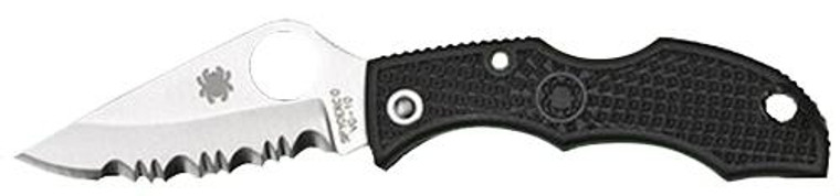 Spyderco LBKS3 Ladybug 3  1.94" Folding Modified Clip Point Serrated VG-10 SS Blade Black FRN Handle - 716104004546