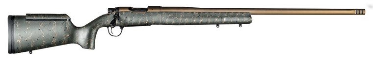 Christensen Arms 8010201400 Mesa Long Range 338 Lapua Mag 3+1 27" Threaded Barrel, Burnt Bronze Cerakote, Green with Black/Tan Webbing Stock - 696528086550