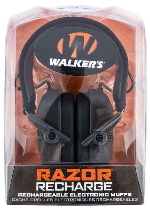 Walker's GWPRSEMRC Razor Rechargeable Electronic Muff Polymer 21 dB Over the Head Black Adult - 888151029930