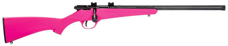 Savage Arms 13835 Rascal FV-SR 22 LR Caliber with 1rd Capacity, 16.12" Threaded Barrel, Matte Blued Metal Finish & Pink Synthetic Stock Right Hand (Youth) - 062654138355