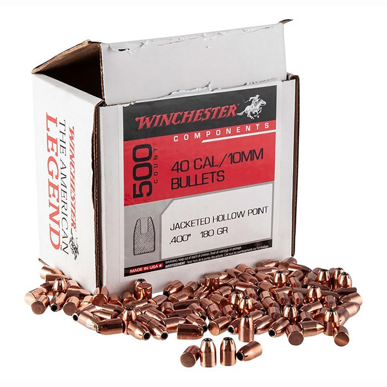 Winchester Ammo  Centerfire Handgun Reloading 40 S&W .400 180 gr Jacketed Hollow Point (JHP) 500 Per Box - 020892642454