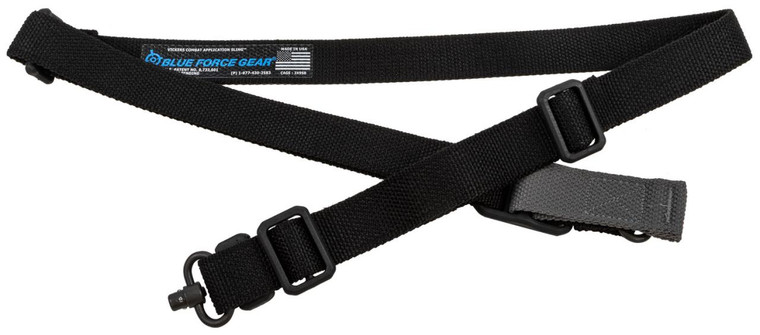 Blue Force Gear VCAS2TO1PB125AABK Vickers 221 Sling made of Black Cordura with 54"-64" OAL, 1.25" W, One-Two Point Design & Push Button Swivel for AR Platform - 812114020153