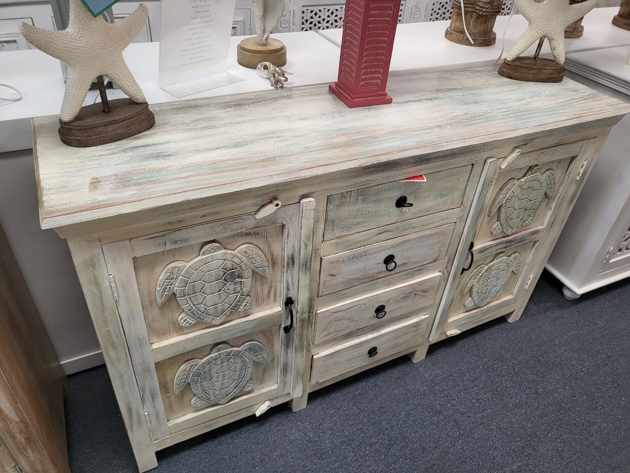 WOOD SIDEBOARD TURTLES 2+4 SF-08B-69 - Curious Cargo Home Decor