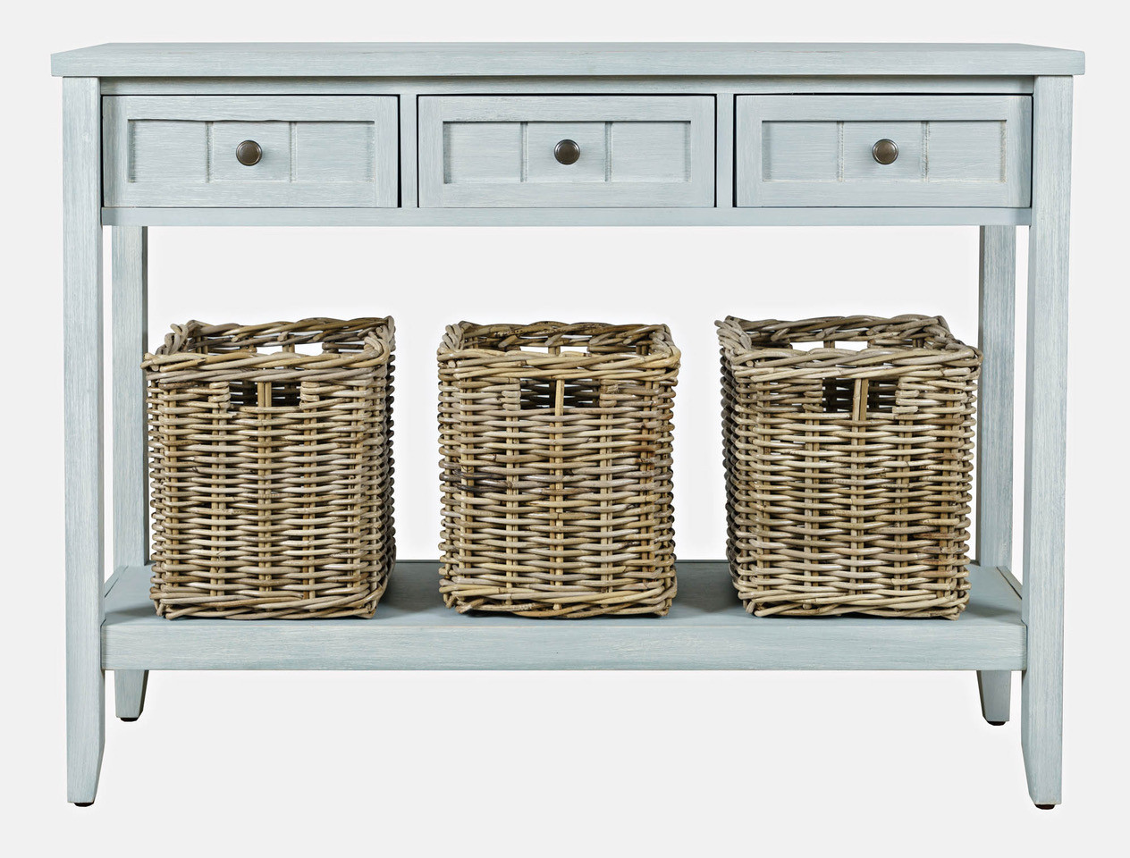 GC 3 Dwr Sofa Table w/Baskets-Dr 21EC-3DFW-17 - Curious Cargo Home