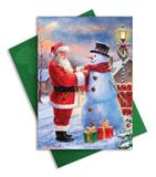 Xmas Card Santa W/Snowman 27-130-116