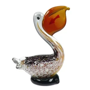 7" GLASS PELICAN W/FISH 68539-2