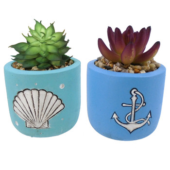 4-1/2" NAUTICAL POT W/ PLANT - 69904  each