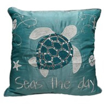 18X18 SEATURTLE PILLOW BEA36152-BLU-4