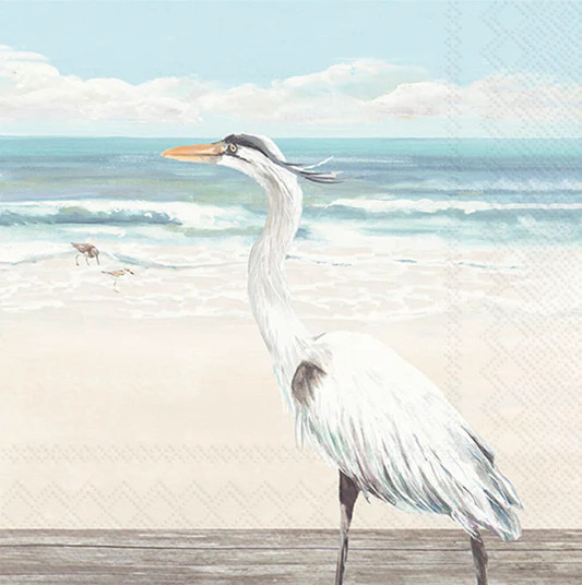 EGRET ON BEACH NAPKIN C-1073900-34