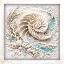 24x24 Spiral Shell Ocean Scene A-24-611-112