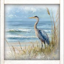 24x24 Blue Heron on Beach 2 A-24-671-112