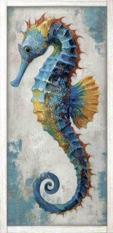23x46 Seahorse LEFT FACING RED FIN PB-622-112