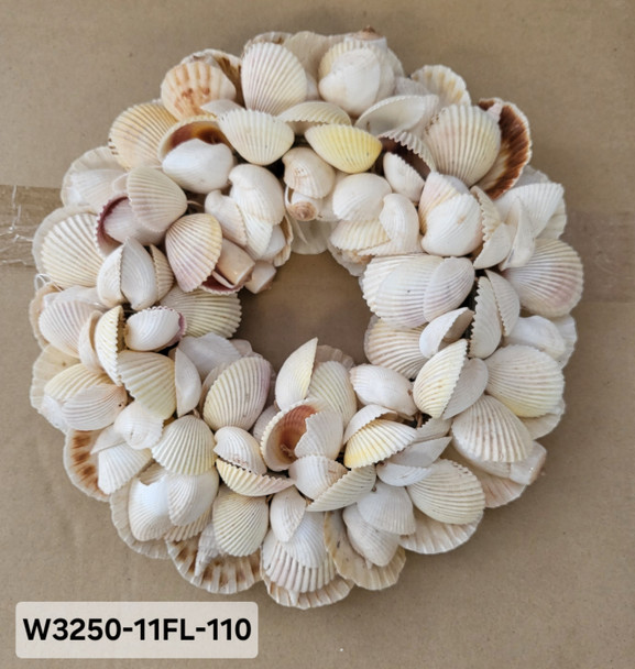 14" WHITE SHELL WREATH W3250-14FL-110