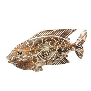 19.5 in Brown Carved Fish 24622-2