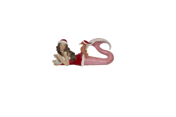 Santa Mermaid Holding Shell MR140-53