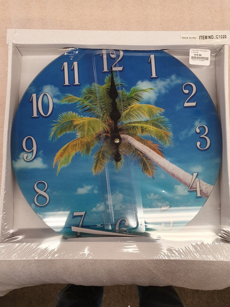 Glass Palm Clock C1020-58