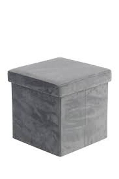 Grey Collapsible Fabric Storage Stool 53728-1