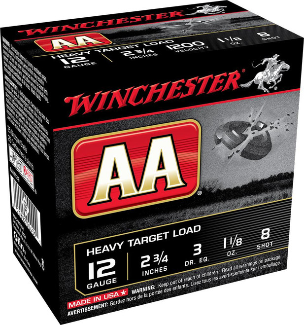 Winchester Ammo AAM128 AA Heavy 12 Gauge 2.75" 1 1/8 oz 8 Shot 25 Per Box - 020892004351
