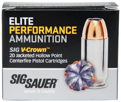 Sig Elite Performance V-Crown 9mm 147 Grain Jacketed Hollow Point 20 Box - 798681501748