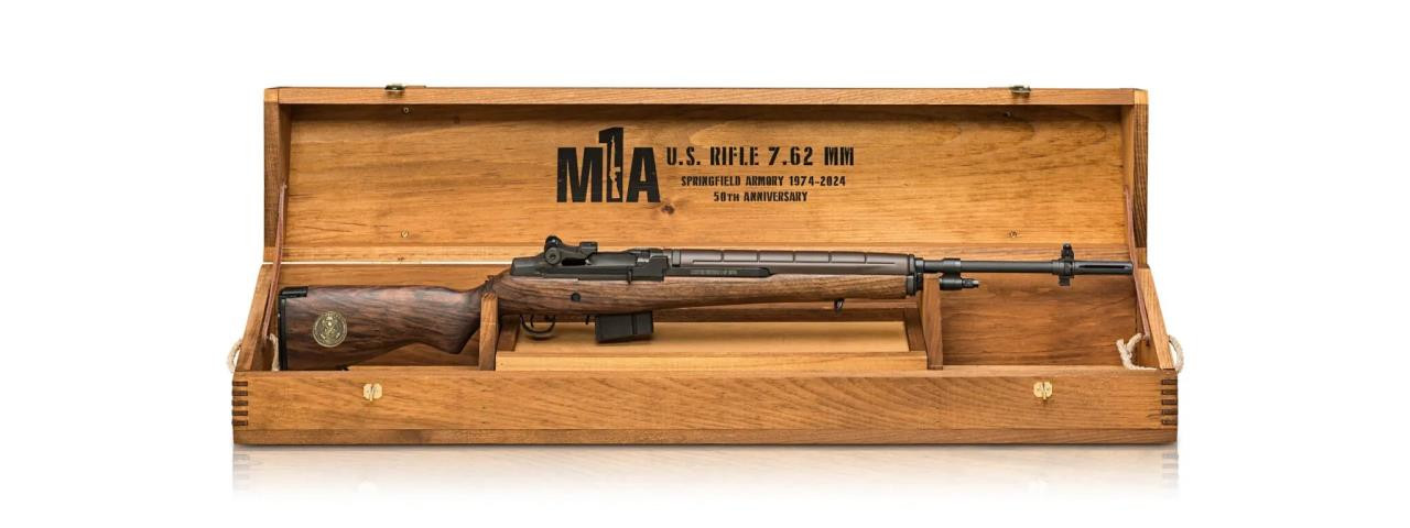 Springfield Armory MA9102CA-50TH  M1A 50th Anniversary 308 Win/7.62x51mm 10+1 22" Black Cerakote Medium National Match Barrel, Bronze Cerakote Steel w/ Engraved 1 of 1974 Receiver, Walnut Fixed w/50th