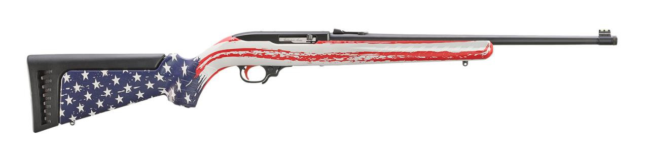 Ruger 31207 10/22 22 LR 10rd 18.50" Satin Black American Flag Camo Synthetic Stock - 736676312078 Ruger 31207 10/22 22 LR 10rd 18.50" Satin Black American Flag Camo Synthetic Stock - 736676312078