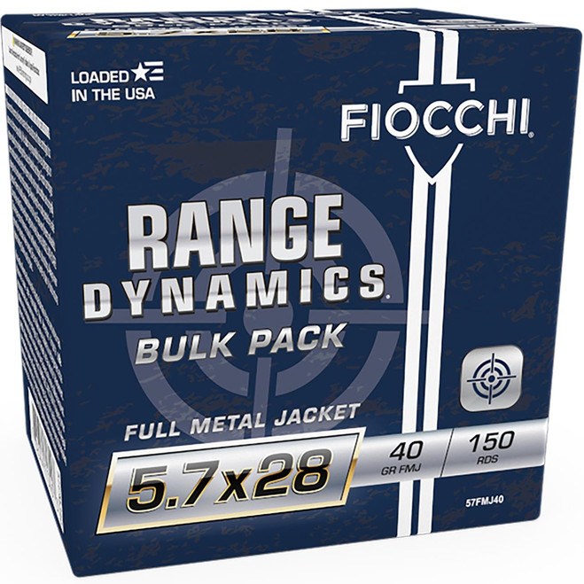 Fiocchi 57FMJ40 Range Dynamics  5.7x28mm 40gr Full Metal Jacket 150 Per Box - 762344713403