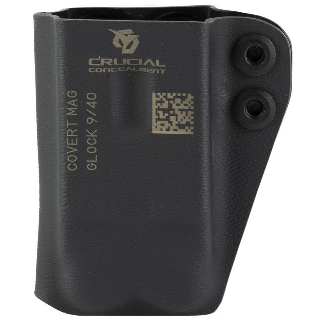 Crucial Concealment, Covert Mag, Magazine Pouch, Ambidextrous, Fits Glock 9MM / 40S&W Magazines, Kydex Construction, BlackThis pouch is constructed from .080 KYDEX, which offers durability and longevi