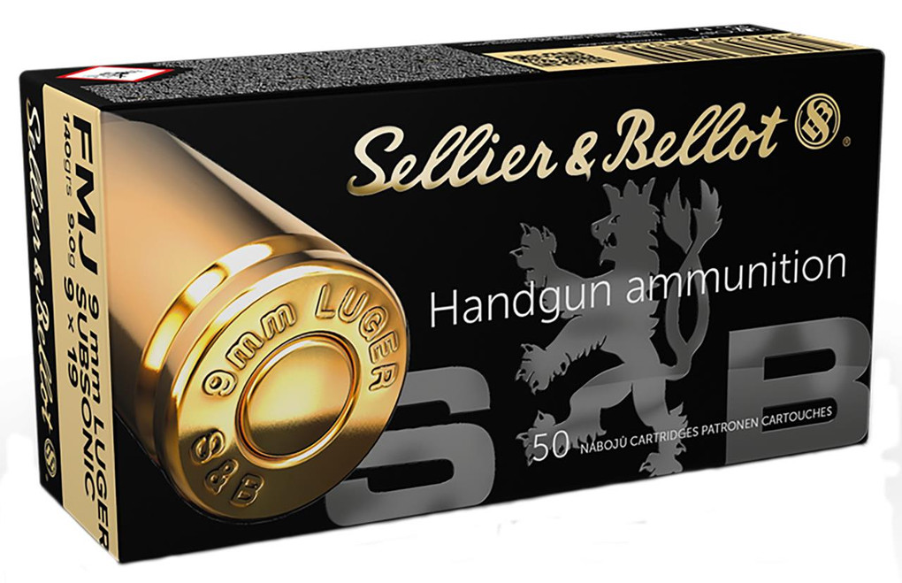 Sellier & Bellot SB9SUBA Handgun  9mm Luger Subsonic 140 gr Full Metal Jacket 50 Per Box - 754908500123