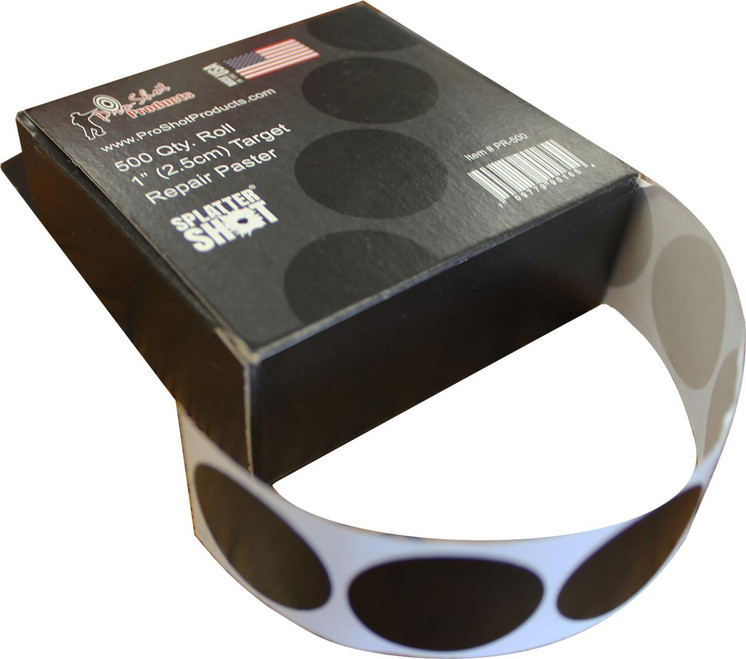 Pro-Shot PR500 SplatterShot Repair Pasters Black 1" Self-Adhesive 500 Per Roll - 709779901654