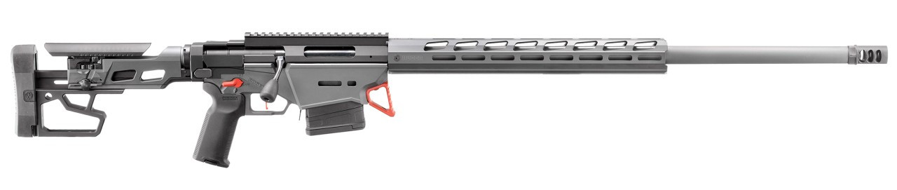 Ruger, Precision Rifle, Custom Shop, Bolt Action Rifle, 6.5 Creedmoor, 26" Heavy Contour Barrel, Threaded 5/8X24, APA Muzzle Brake, Cerakote Finish, Black and Stealth Gray, Magpul MOE-K2+ Grip, Trigge