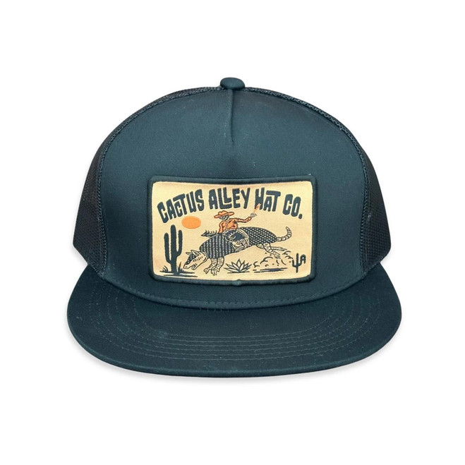 "Buckin Dillo" - Black/ Black Mesh Snapback Cap -