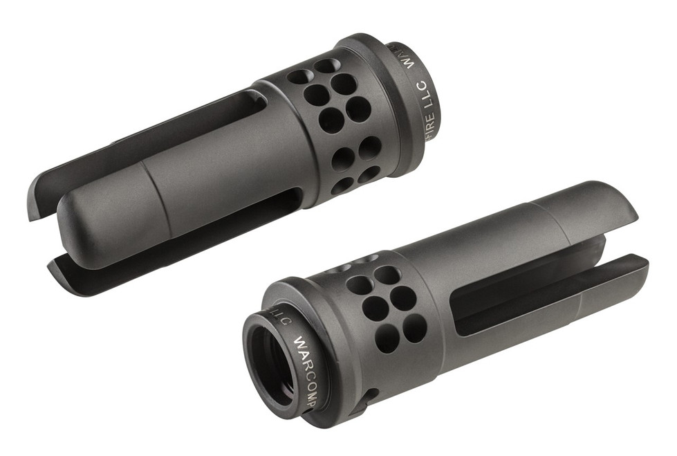 SureFire WARCOMP5561228 Warcomp QD Flash Hider 22 Cal (5.56mm) 1/2"-28 tpi, Open Tine 3-Prong, Ported Black Stainless Steel for AR/M4-Platform (SOCOM Suppressor Compatible) - 084871324625