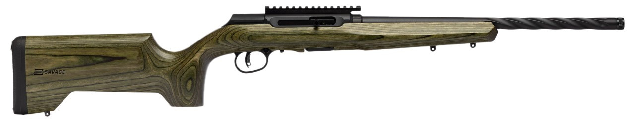 Savage Arms 47258 A Series  Full Size 22 LR 10+1 18" Matte Black Spiral Fluted Threaded Barrel, Matte Black Carbon Steel Receiver w/  Picatinny Rail, OD Green Fixed Laminate Stock, Right Hand - 062654