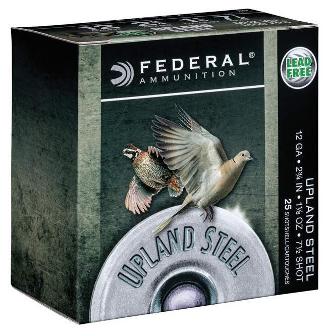 Federal USH1275 Upland Steel 12 Gauge 2.75" 1 1/8 oz 7.5 Shot 25 Box - 604544644135