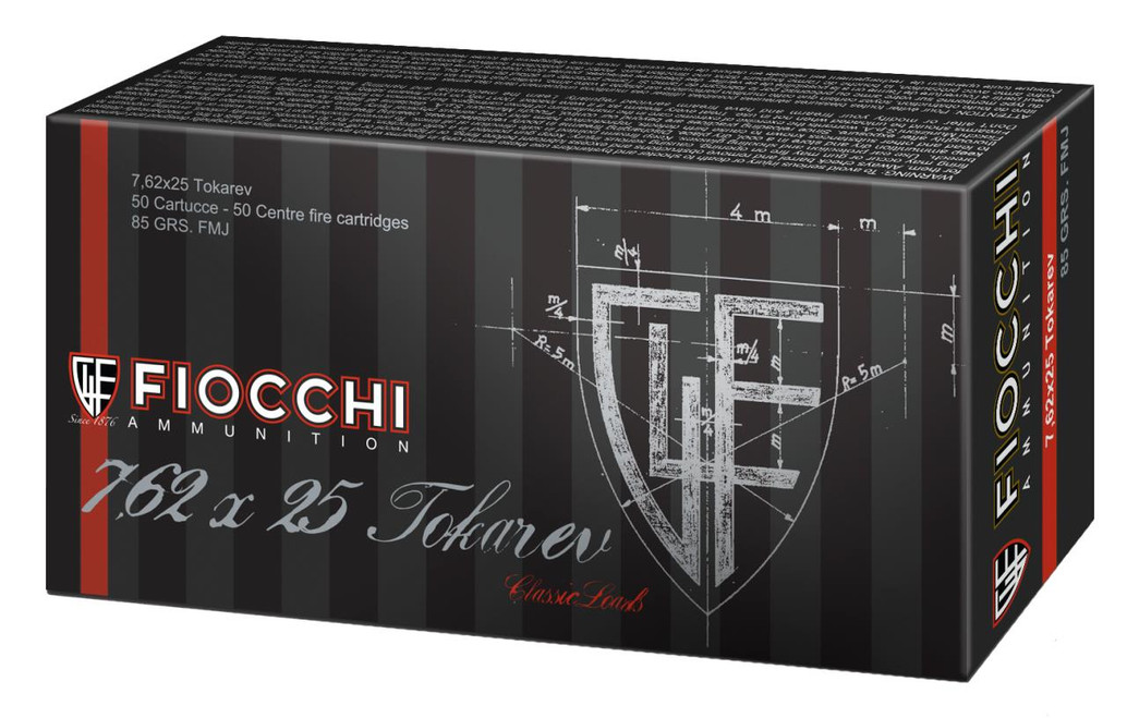 Fiocchi 762TOK Training Dynamics  7.62x25mm Tokarev 88 gr Full Metal Jacket (FMJ) 50 Box - 762344042626