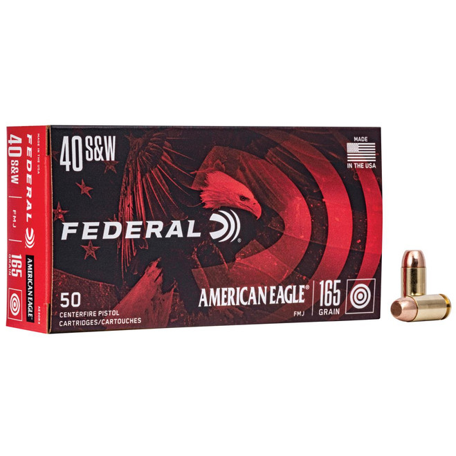 Federal AE40R3 American Eagle  40 S&W 165 gr Full Metal Jacket (FMJ) 50 Bx/ 20 Cs - 029465092818