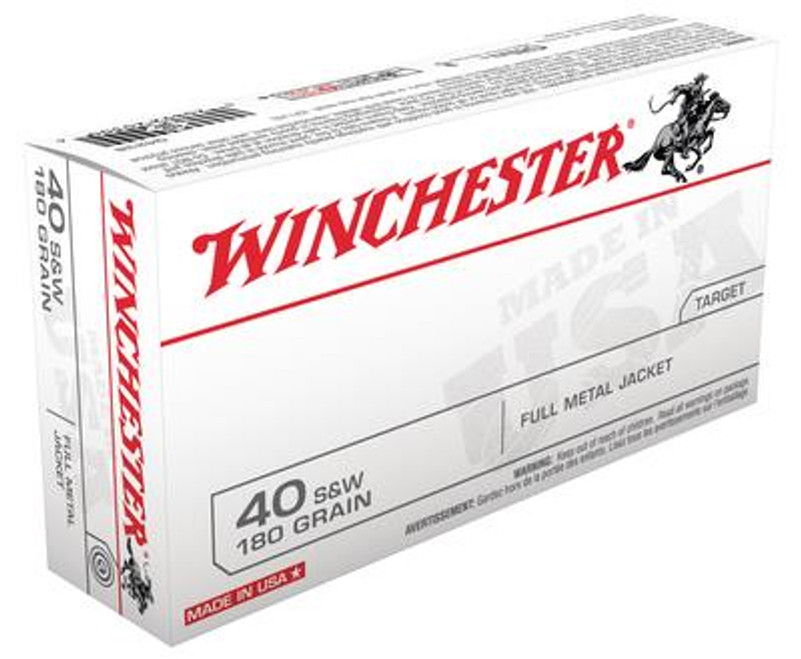 Winchester USA Brand .40 Smith & Wesson 180 Grain Full Metal Jacket 50 Per Box - 020892203006