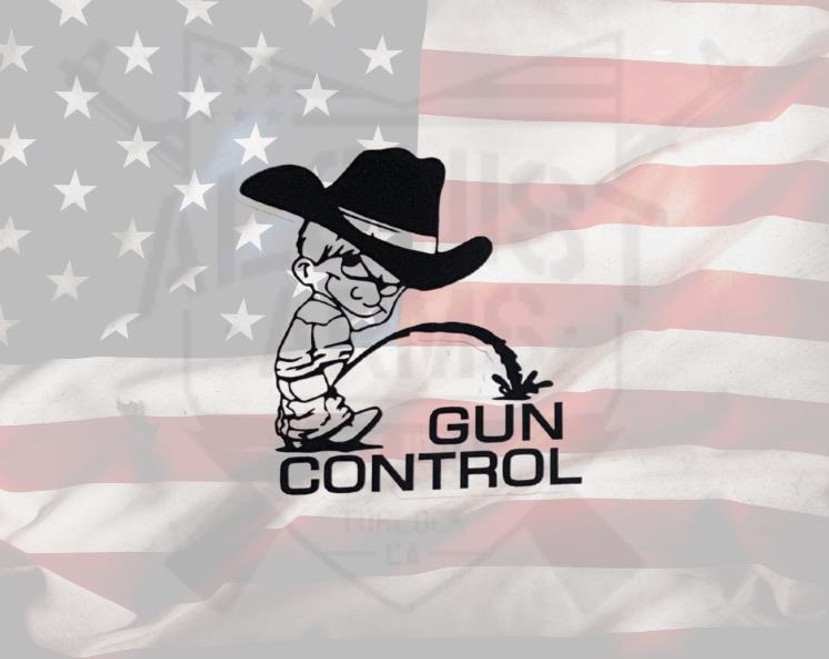 Calvin Gun Control Sticker 6" - 400000175140
