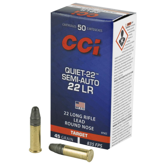 CCI 975CC Target & Plinking Quiet-22 22 LR 45 gr Lead Round Nose (LRN) 50 Bx/ 100 Cs - 604544647495 CCI 975CC Target & Plinking Quiet-22 22 LR 45 gr Lead Round Nose (LRN) 50 Bx/ 100 Cs - 604544647495