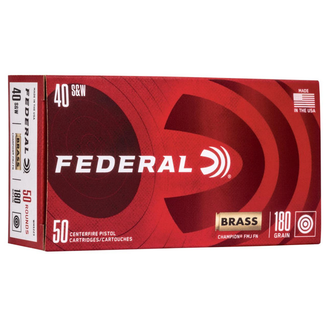 Federal WM5223 Champion Training 40 S&W 180 gr Full Metal Jacket (FMJ) 50 Box - 029465060855
