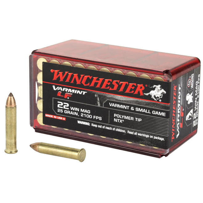 Winchester Ammo X22MHLF Varmint LF 22 WMR 25 gr Polymer Tip NTX 50 Bx - 020892102354