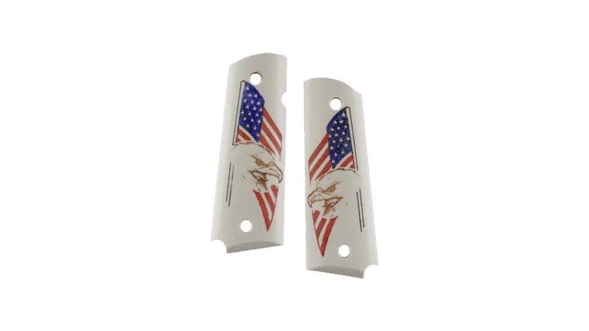 Hogue 1911 Govt. Scrimshaw Ivory USA Eagle with Flag - 743108450239