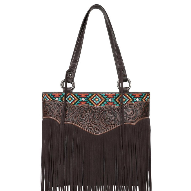 MW1200G-8317 Montana West Tooled Collection Concealed Carry Tote Coffee -