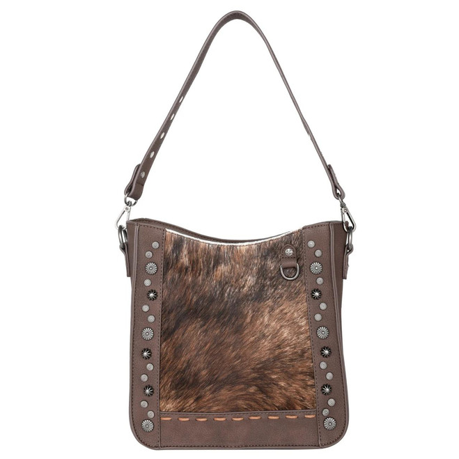 TR140G-921 Trinity Ranch Hair-On Cowhide Collection Concealed Carry Hobo/Crossbody Coffee -