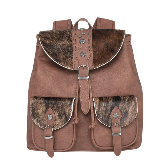 TR140-9110 Trinity Ranch Hair-On Cowhide Collection Backpack Brown -