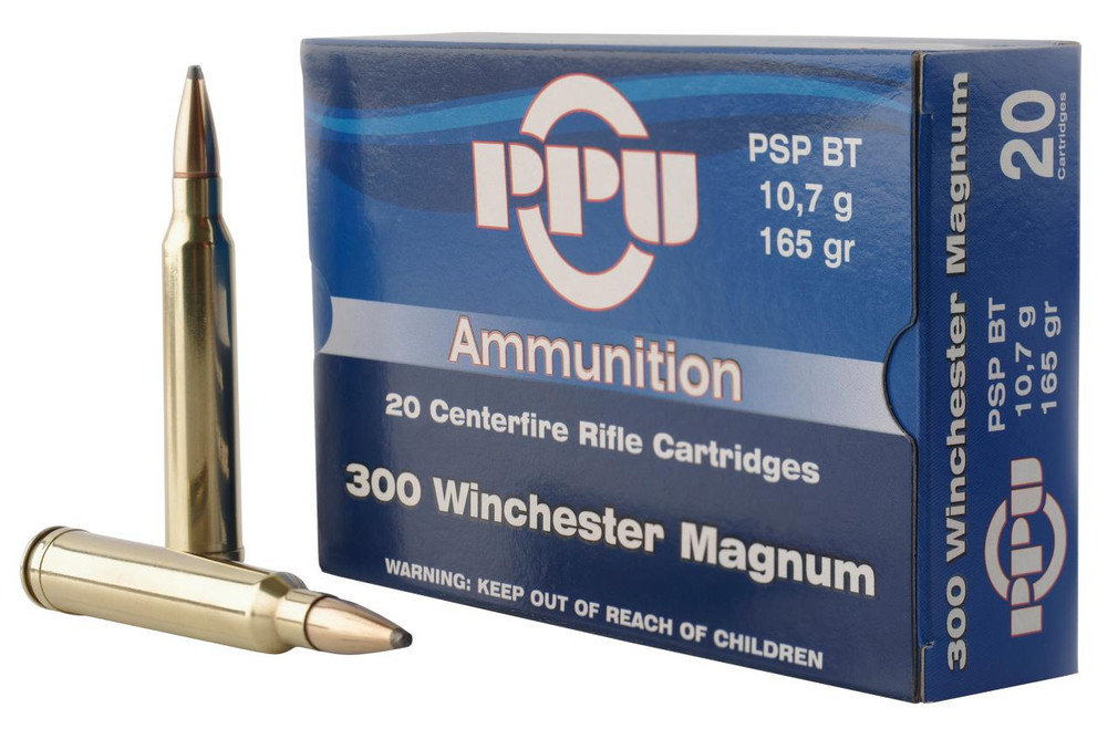 PPU PP3002 Standard Rifle  300 Win Mag 165 gr Soft Point Boat-Tail (SPBT) 20 Per Box/ 10 Cs - 8605003812555