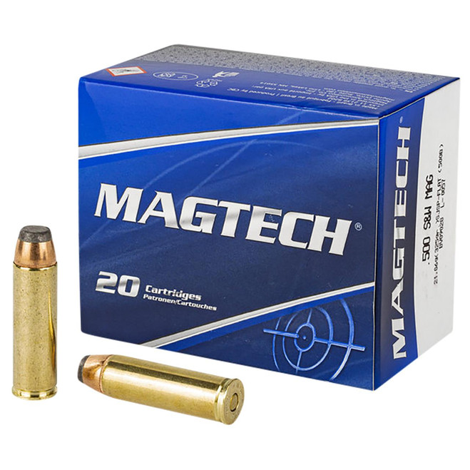 Magtech 500B Range/Training  500 S&W Mag 325 gr Semi Jacketed Soft Point Flat 20 Per Box 25 Cs - 754908189113 Magtech 500B Range/Training  500 S&W Mag 325 gr Semi Jacketed Soft Point Flat 20 Per Box 25 Cs - 754908189113